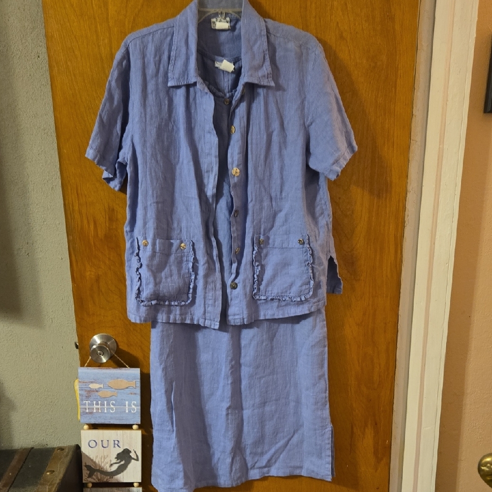 Donna 2pc Linen Dress Set: Small B